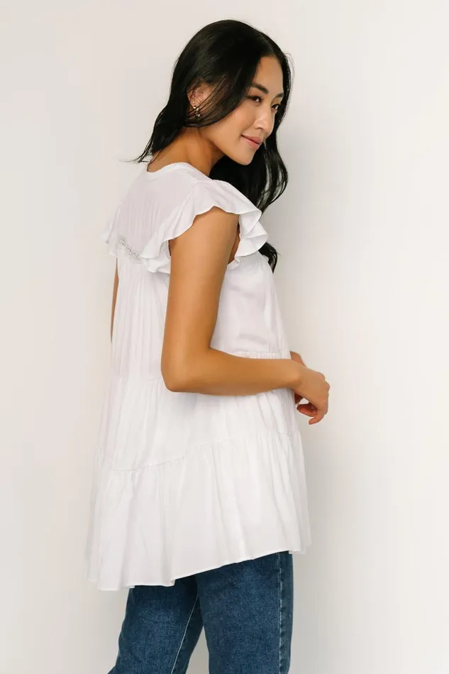 Baltic Born Blouses Shirts Women Margaret Tiered Top White Baltic Born Blouses Shirts Women Margaret Tiered Top White