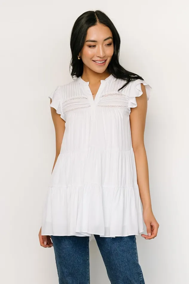 Baltic Born Blouses Shirts Women Margaret Tiered Top White Baltic Born Blouses Shirts Women Margaret Tiered Top White