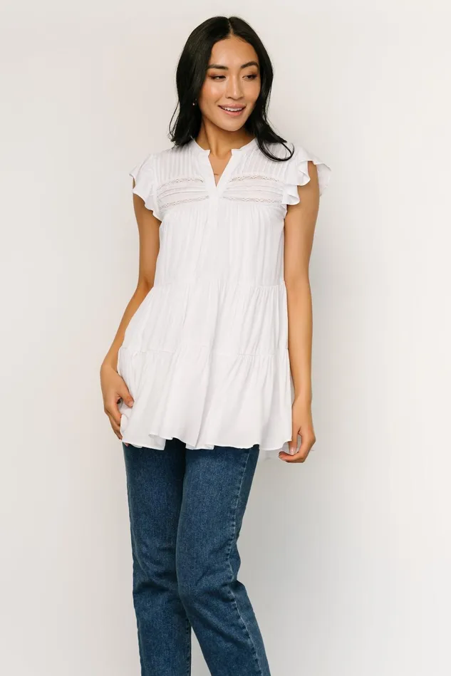 Baltic Born Blouses Shirts Women Margaret Tiered Top White Baltic Born Blouses Shirts Women Margaret Tiered Top White