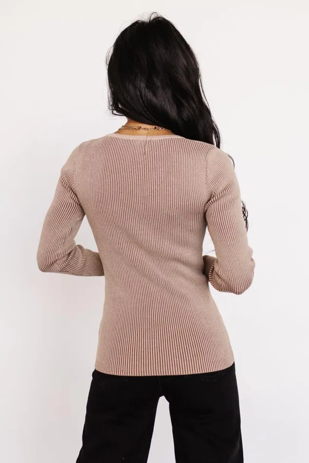Baltic Born Blouses Shirts Women Maria Sweetheart Ribbed Top Tan Baltic Born Blouses Shirts Women Maria Sweetheart Ribbed Top Tan