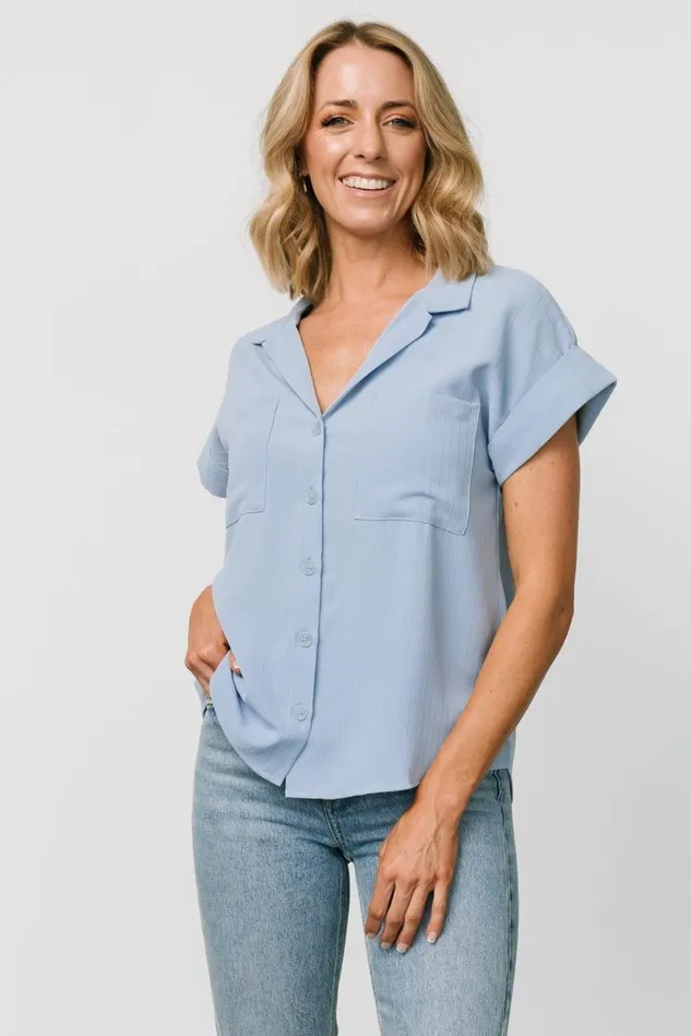 Baltic Born Blouses Shirts Women Shaylee Button Up Top Light Blue