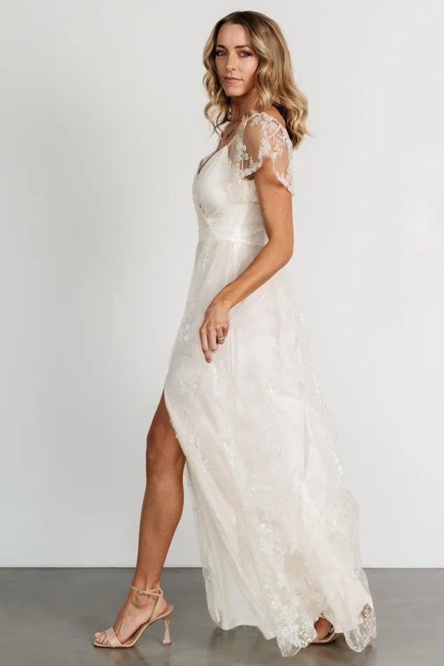 Baltic Born Bridal Women Corinne Shimmer Maxi Gown Off White Baltic Born Bridal Women Corinne Shimmer Maxi Gown Off White