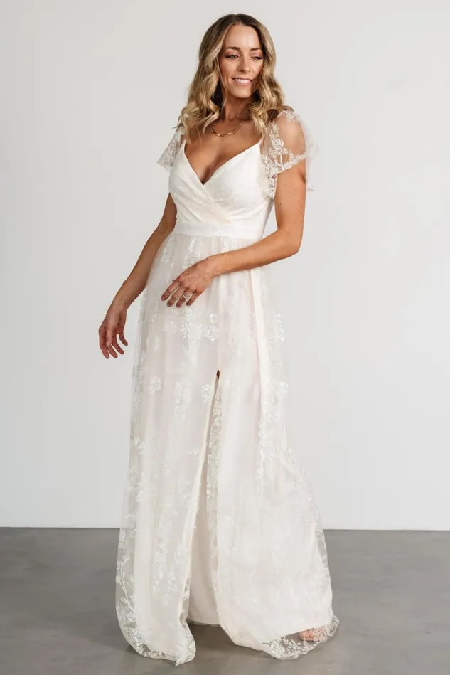 Baltic Born Bridal Women Corinne Shimmer Maxi Gown Off White Baltic Born Bridal Women Corinne Shimmer Maxi Gown Off White