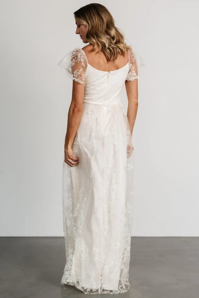 Baltic Born Bridal Women Corinne Shimmer Maxi Gown Off White Baltic Born Bridal Women Corinne Shimmer Maxi Gown Off White