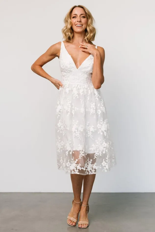 Baltic Born Bridal Women Dante Applique Midi Dress Off White