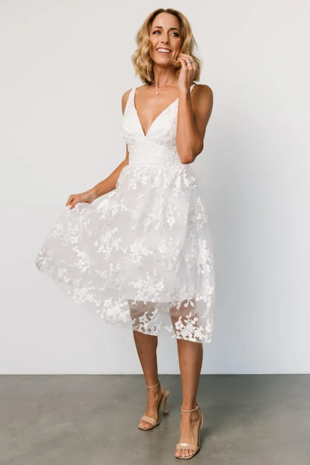 Baltic Born Bridal Women Dante Applique Midi Dress Off White Baltic Born Bridal Women Dante Applique Midi Dress Off White