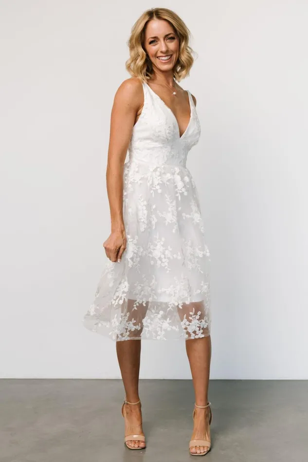 Baltic Born Bridal Women Dante Applique Midi Dress Off White Baltic Born Bridal Women Dante Applique Midi Dress Off White