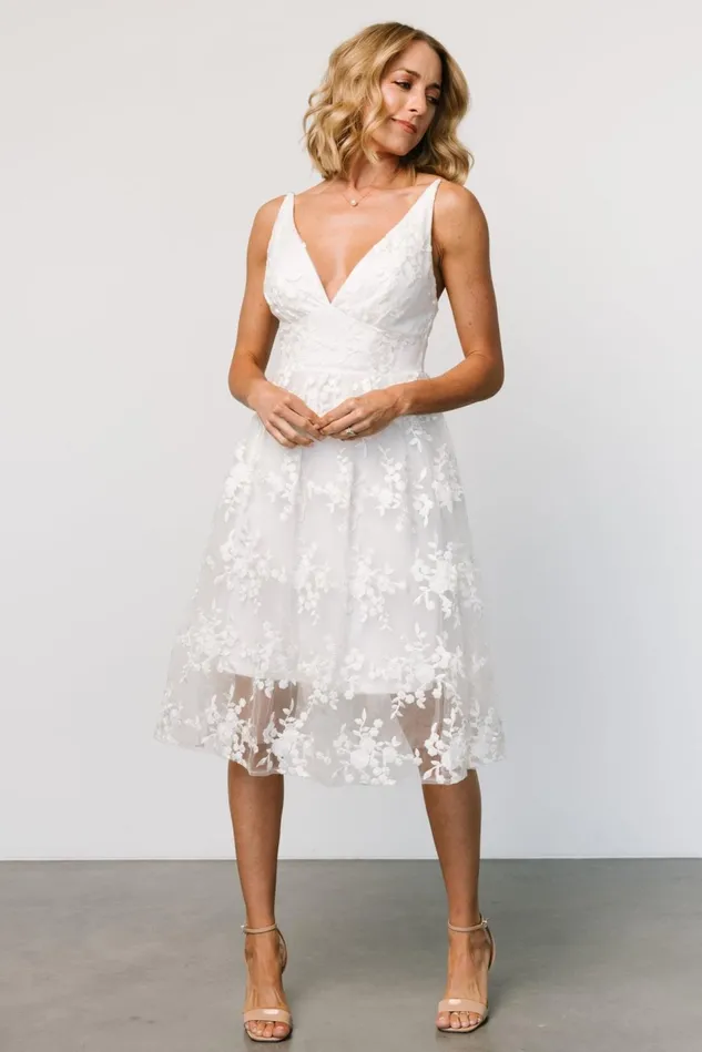 Baltic Born Bridal Women Dante Applique Midi Dress Off White Baltic Born Bridal Women Dante Applique Midi Dress Off White