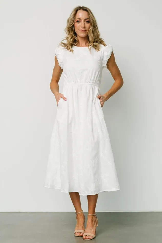 Baltic Born Bridal Women Odetta Embossed Midi Dress Off White