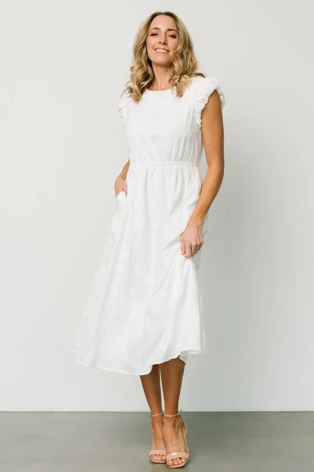Baltic Born Bridal Women Odetta Embossed Midi Dress Off White Baltic Born Bridal Women Odetta Embossed Midi Dress Off White