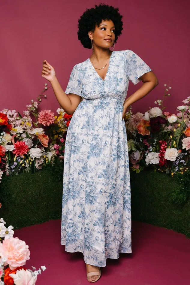 Baltic Born Bump Friendly Women Birdie Maxi Dress Off White Blue