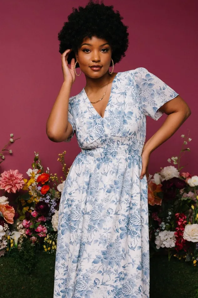 Baltic Born Bump Friendly Women Birdie Maxi Dress Off White Blue