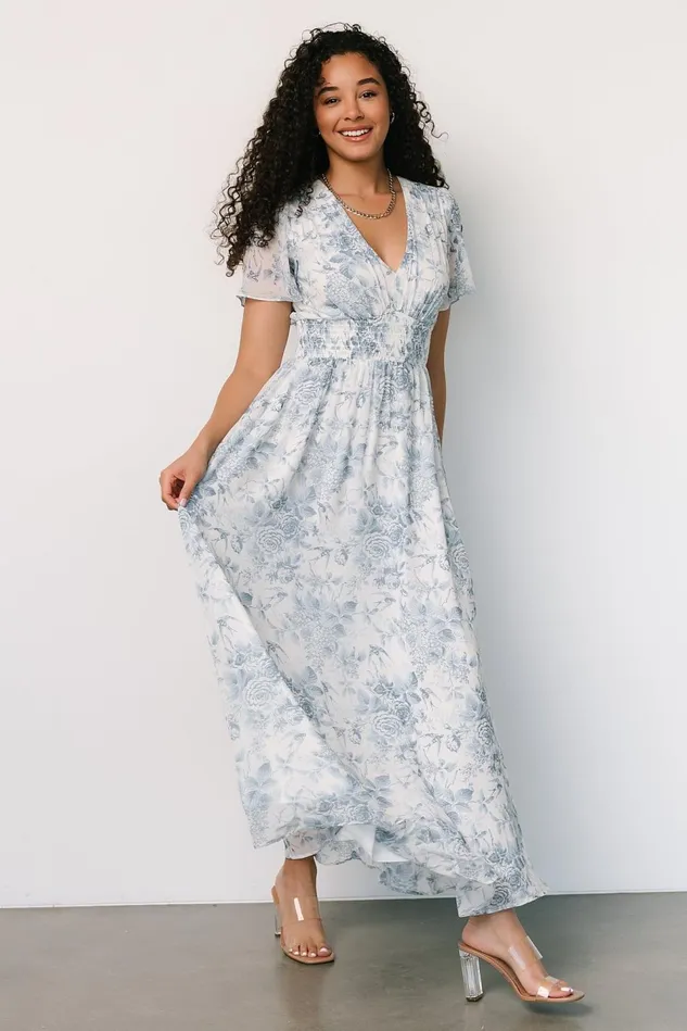 Baltic Born Bump Friendly Women Birdie Maxi Dress Off White Blue