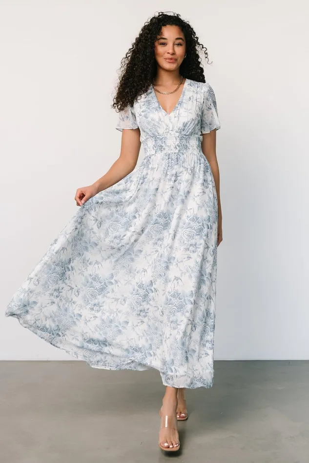 Baltic Born Bump Friendly Women Birdie Maxi Dress Off White Blue