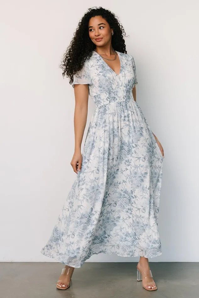 Baltic Born Bump Friendly Women Birdie Maxi Dress Off White Blue