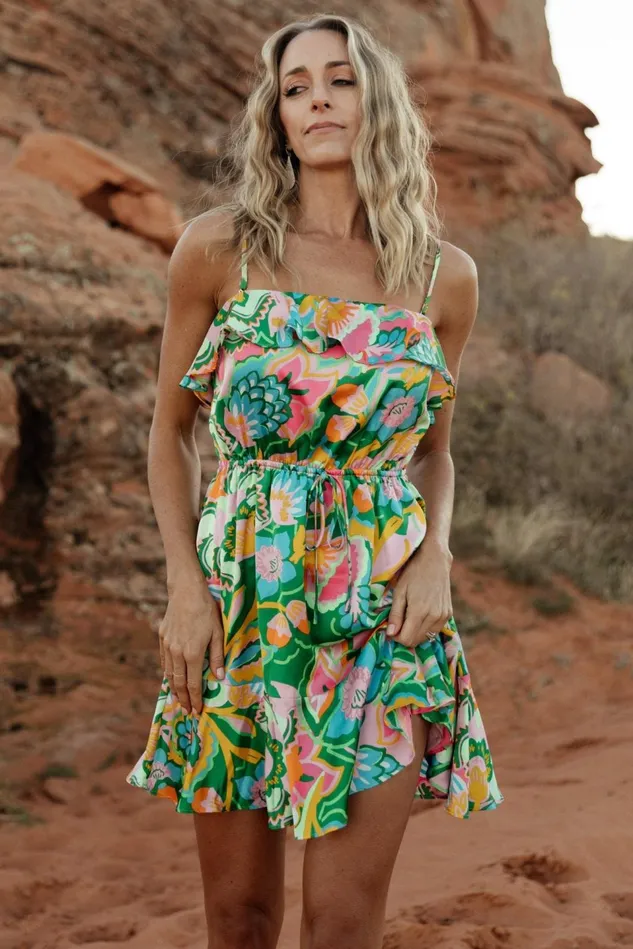 Baltic Born Cover Ups Women Braiden Short Dress Green Multi Floral Baltic Born Cover Ups Women Braiden Short Dress Green Multi Floral