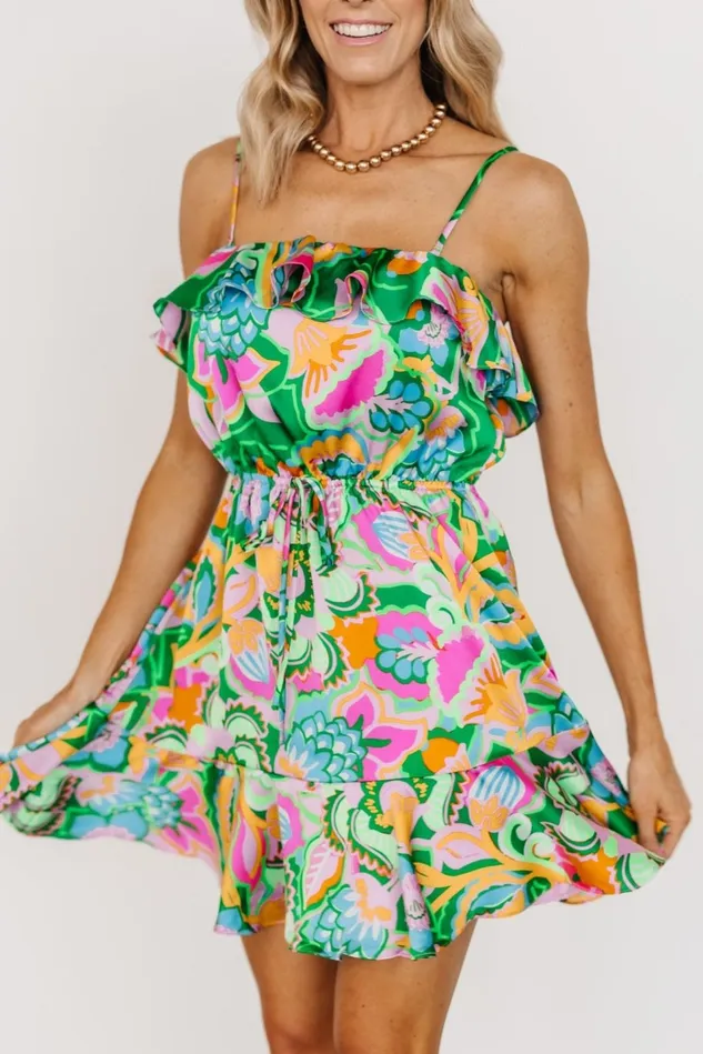 Baltic Born Cover Ups Women Braiden Short Dress Green Multi Floral Baltic Born Cover Ups Women Braiden Short Dress Green Multi Floral