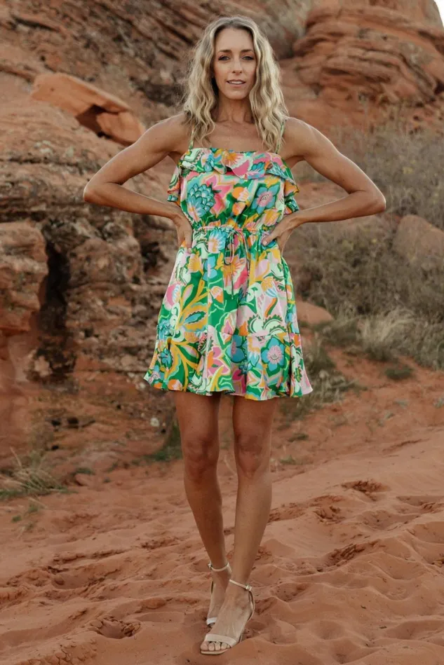 Baltic Born Cover Ups Women Braiden Short Dress Green Multi Floral Baltic Born Cover Ups Women Braiden Short Dress Green Multi Floral