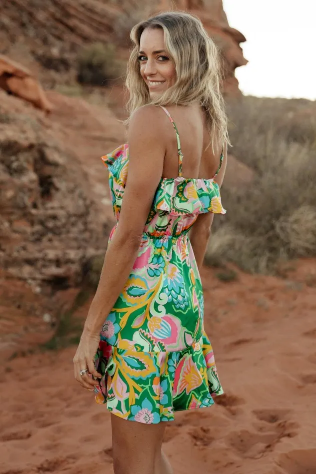 Baltic Born Cover Ups Women Braiden Short Dress Green Multi Floral Baltic Born Cover Ups Women Braiden Short Dress Green Multi Floral