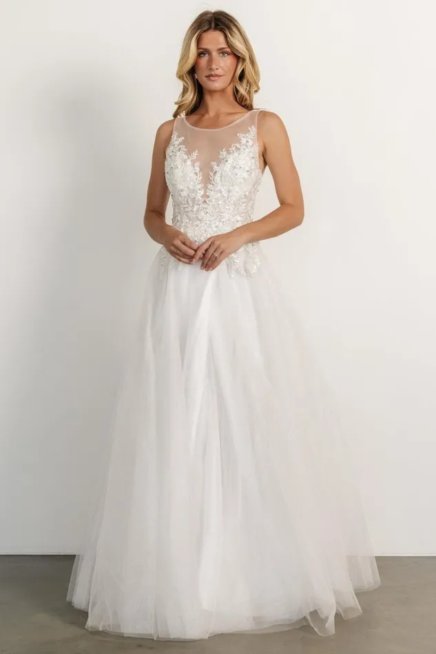 Baltic Born Embellished Sequin Women Affection Shimmer Bridal Gown Off White