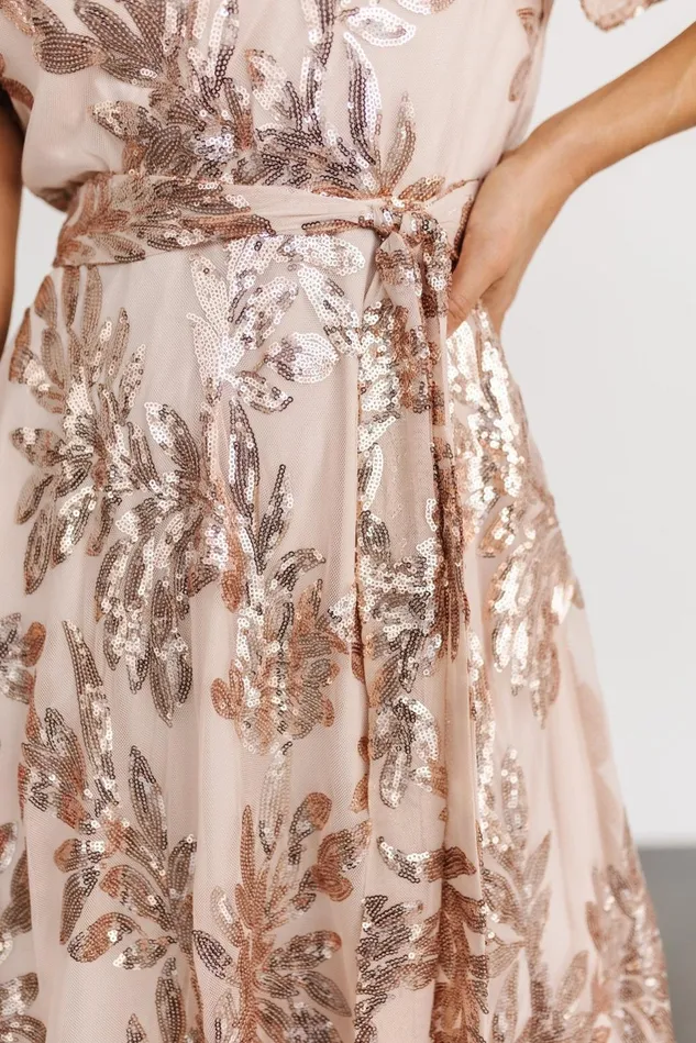 Baltic Born Embellished Sequin Women Muse Sequin Maxi Dress Rose Gold