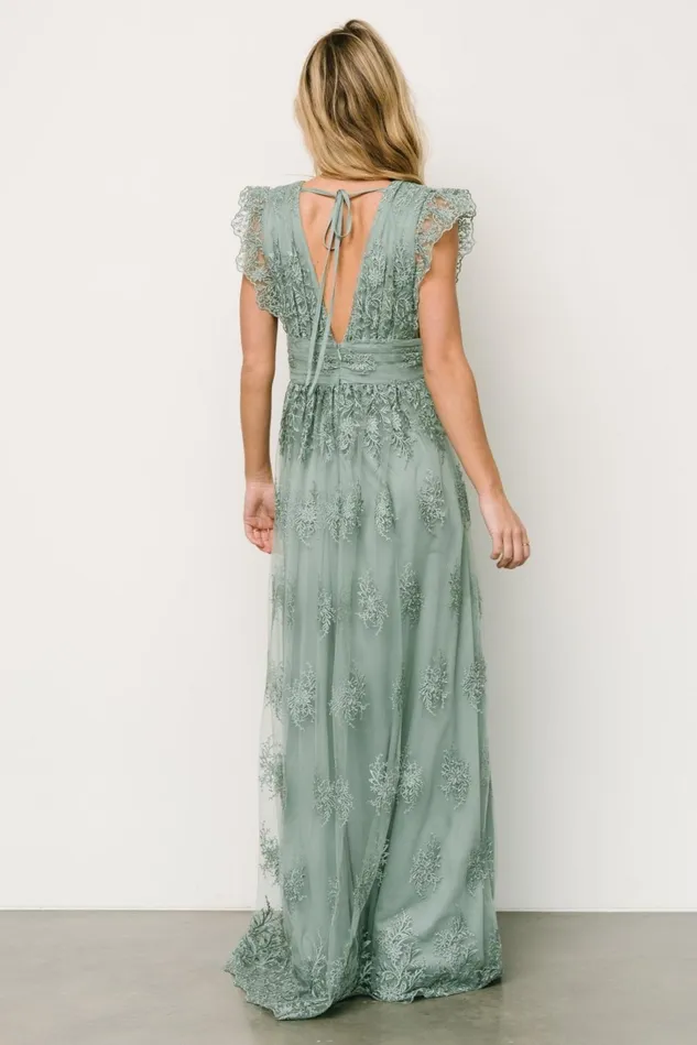 Baltic Born Embellished Sequin Women Rhea Tulle Maxi Dress Eucalyptus Baltic Born Embellished Sequin Women Rhea Tulle Maxi Dress Eucalyptus