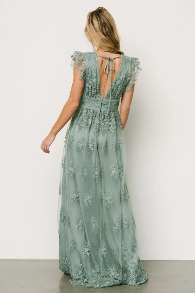 Baltic Born Embellished Sequin Women Rhea Tulle Maxi Dress Eucalyptus Baltic Born Embellished Sequin Women Rhea Tulle Maxi Dress Eucalyptus