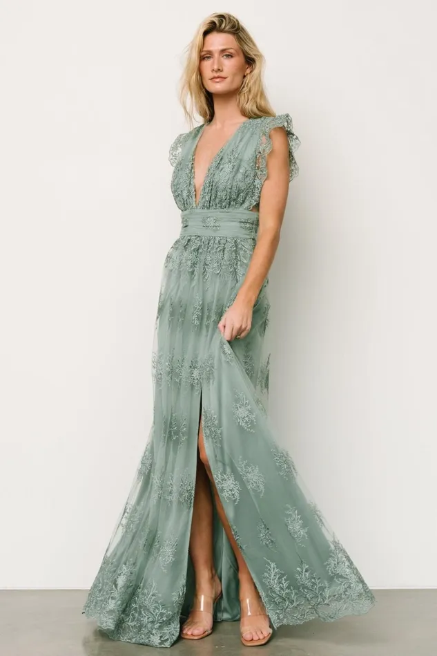 Baltic Born Embellished Sequin Women Rhea Tulle Maxi Dress Eucalyptus Baltic Born Embellished Sequin Women Rhea Tulle Maxi Dress Eucalyptus