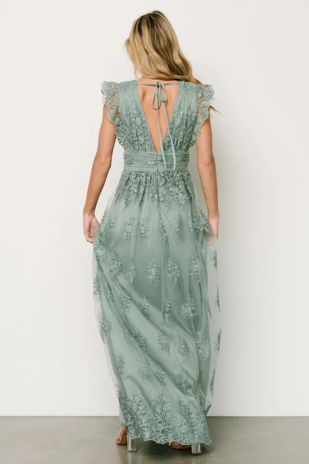 Baltic Born Embellished Sequin Women Rhea Tulle Maxi Dress Eucalyptus Baltic Born Embellished Sequin Women Rhea Tulle Maxi Dress Eucalyptus