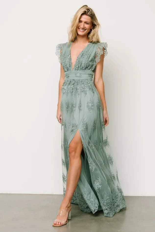 Baltic Born Embellished Sequin Women Rhea Tulle Maxi Dress Eucalyptus Baltic Born Embellished Sequin Women Rhea Tulle Maxi Dress Eucalyptus