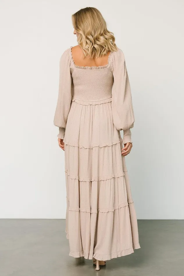 Baltic Born Maxi Dresses Women Amanda Smocked Dotted Maxi Dress Beige Baltic Born Maxi Dresses Women Amanda Smocked Dotted Maxi Dress Beige
