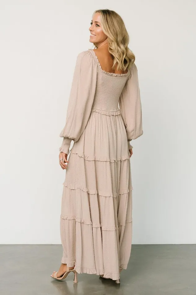Baltic Born Maxi Dresses Women Amanda Smocked Dotted Maxi Dress Beige Baltic Born Maxi Dresses Women Amanda Smocked Dotted Maxi Dress Beige