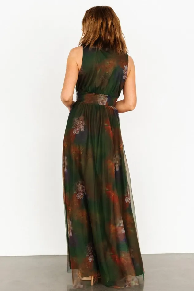Baltic Born Maxi Dresses Women Kamila Tulle Maxi Dress Olive Multi Floral