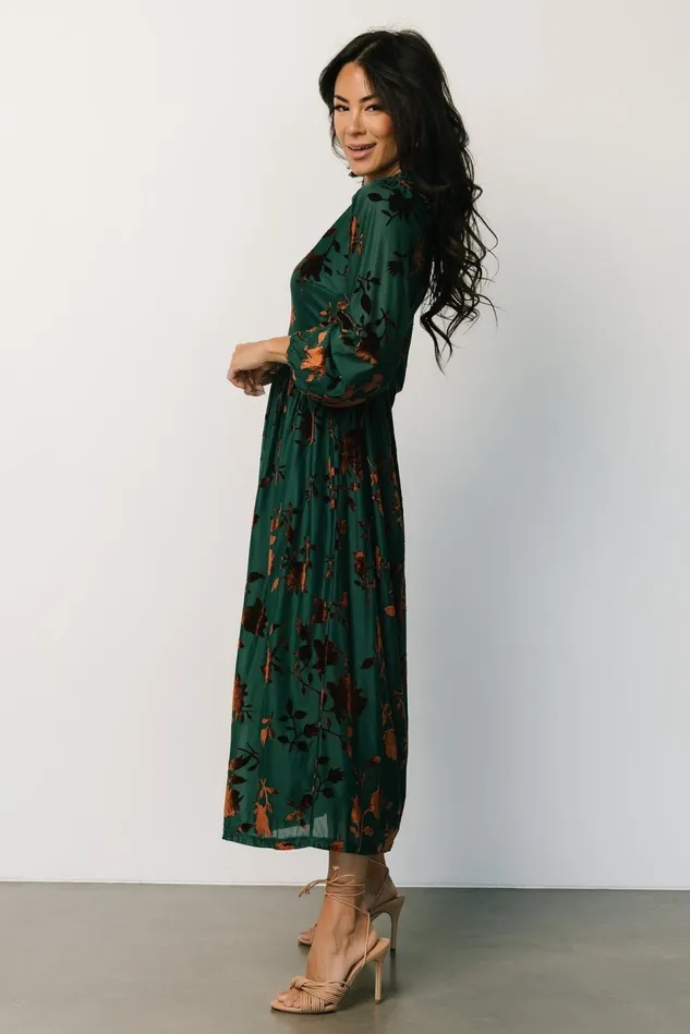 Baltic Born Midi Dresses Women Christine Velvet Embossed Midi Dress Jade Baltic Born Midi Dresses Women Christine Velvet Embossed Midi Dress Jade