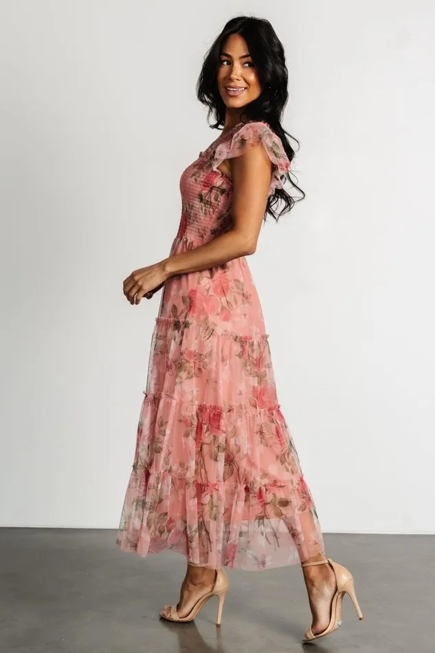 Baltic Born Midi Dresses Women Clementine Tulle Midi Dress Pink Rose Floral Baltic Born Midi Dresses Women Clementine Tulle Midi Dress Pink Rose Floral
