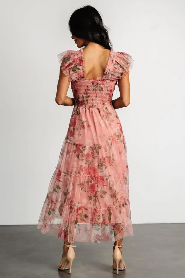 Baltic Born Midi Dresses Women Clementine Tulle Midi Dress Pink Rose Floral Baltic Born Midi Dresses Women Clementine Tulle Midi Dress Pink Rose Floral