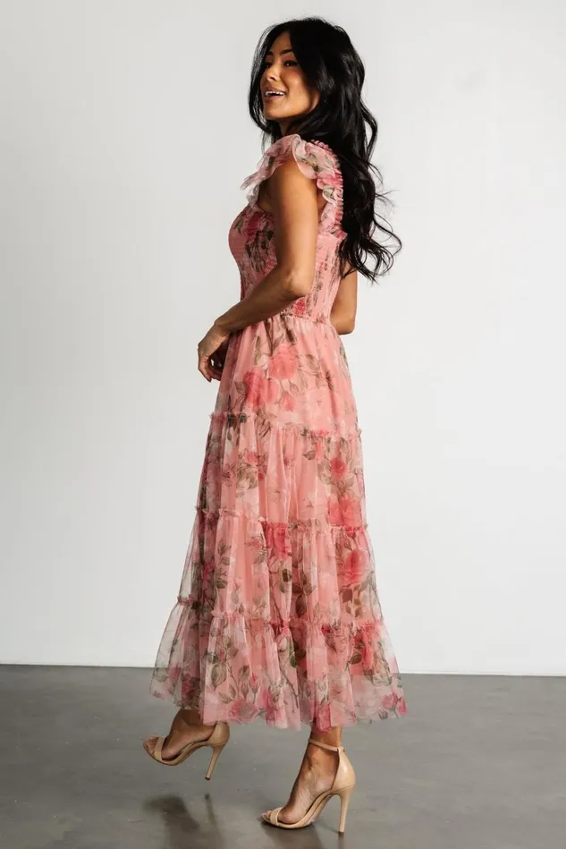 Baltic Born Midi Dresses Women Clementine Tulle Midi Dress Pink Rose Floral Baltic Born Midi Dresses Women Clementine Tulle Midi Dress Pink Rose Floral