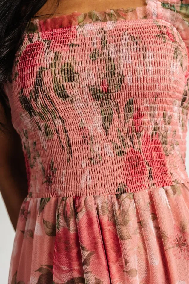 Baltic Born Midi Dresses Women Clementine Tulle Midi Dress Pink Rose Floral Baltic Born Midi Dresses Women Clementine Tulle Midi Dress Pink Rose Floral