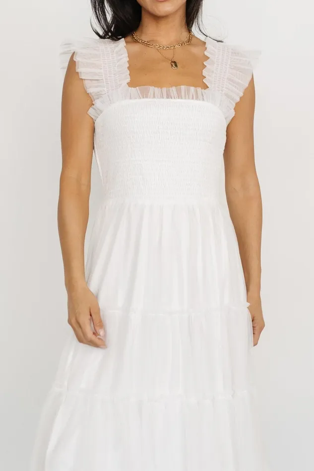 Baltic Born Midi Dresses Women Emma Smocked Tulle Dress Off White Baltic Born Midi Dresses Women Emma Smocked Tulle Dress Off White