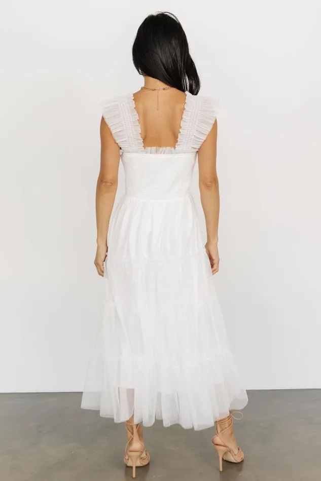 Baltic Born Midi Dresses Women Emma Smocked Tulle Dress Off White Baltic Born Midi Dresses Women Emma Smocked Tulle Dress Off White