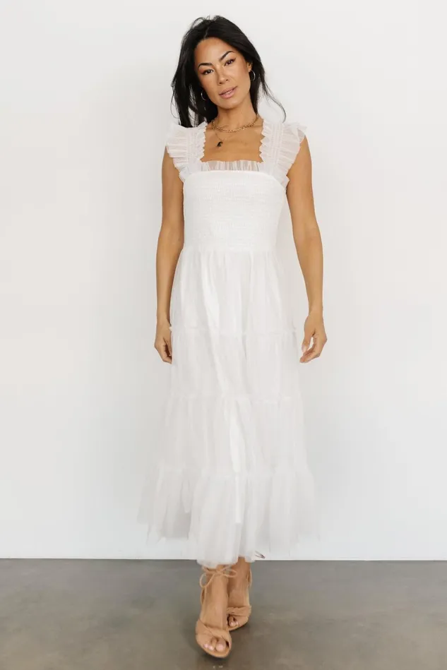 Baltic Born Midi Dresses Women Emma Smocked Tulle Dress Off White Baltic Born Midi Dresses Women Emma Smocked Tulle Dress Off White
