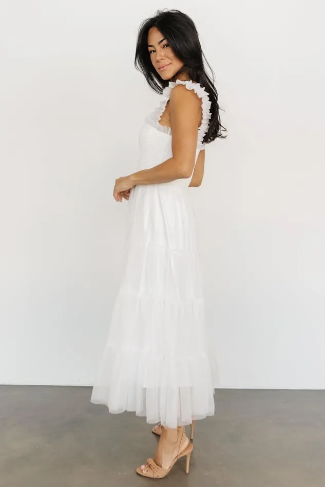 Baltic Born Midi Dresses Women Emma Smocked Tulle Dress Off White Baltic Born Midi Dresses Women Emma Smocked Tulle Dress Off White