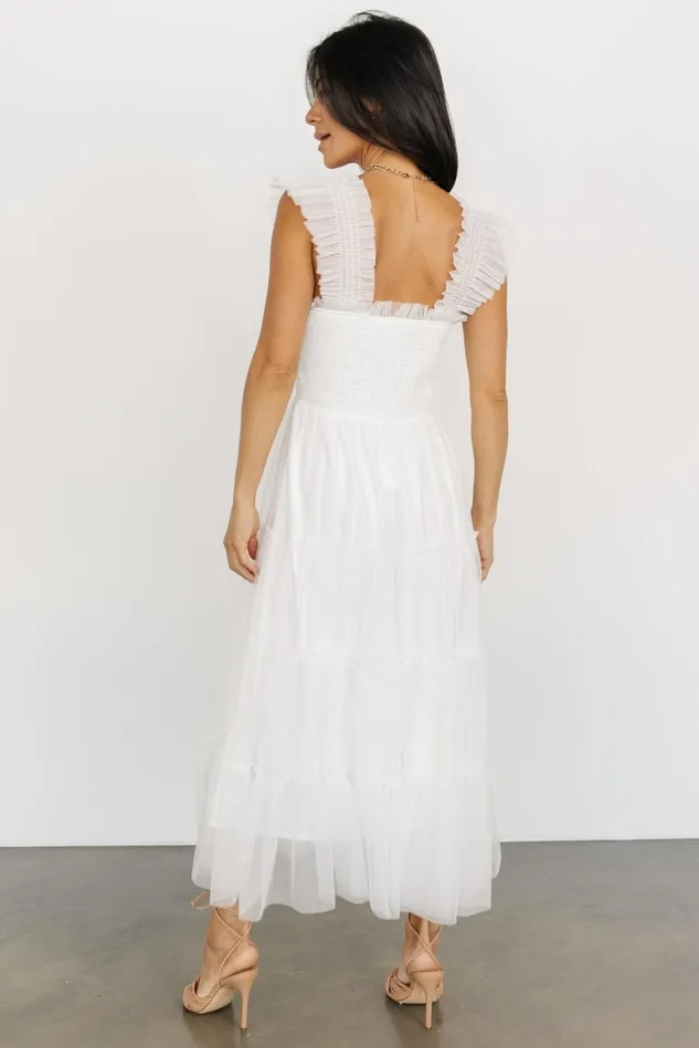 Baltic Born Midi Dresses Women Emma Smocked Tulle Dress Off White Baltic Born Midi Dresses Women Emma Smocked Tulle Dress Off White