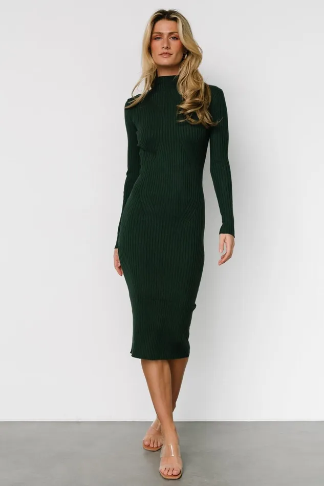 Baltic Born Midi Dresses Women Lindsey Mock Neck Midi Dress Hunter Green Baltic Born Midi Dresses Women Lindsey Mock Neck Midi Dress Hunter Green