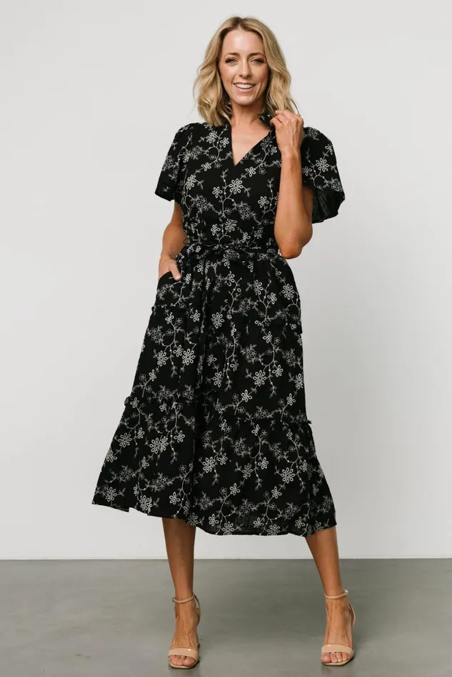Baltic Born Midi Dresses Women Odeya Tiered Midi Dress Black White