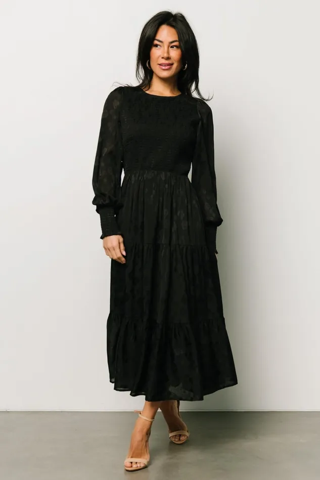 Baltic Born Midi Dresses Women Stockholm Smocked Dress Black