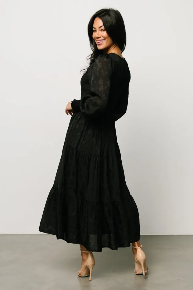 Baltic Born Midi Dresses Women Stockholm Smocked Dress Black Baltic Born Midi Dresses Women Stockholm Smocked Dress Black