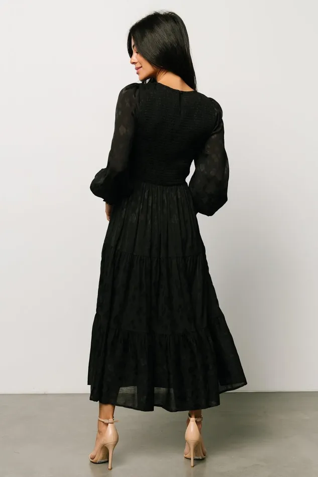 Baltic Born Midi Dresses Women Stockholm Smocked Dress Black Baltic Born Midi Dresses Women Stockholm Smocked Dress Black