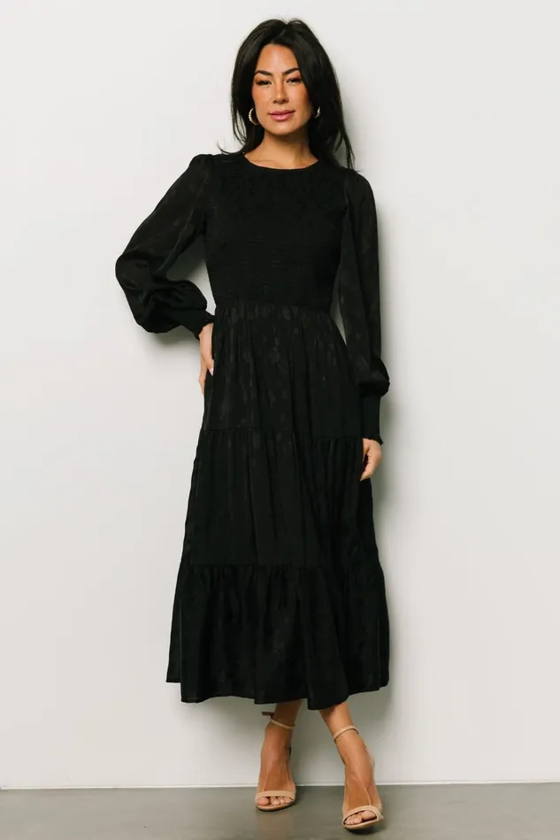 Baltic Born Midi Dresses Women Stockholm Smocked Dress Black Baltic Born Midi Dresses Women Stockholm Smocked Dress Black