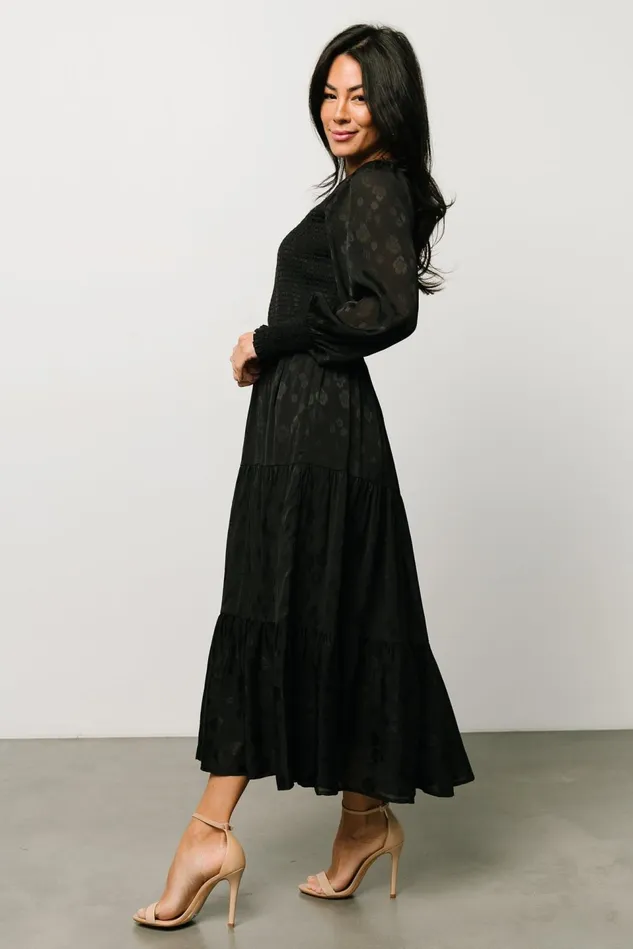Baltic Born Midi Dresses Women Stockholm Smocked Dress Black Baltic Born Midi Dresses Women Stockholm Smocked Dress Black